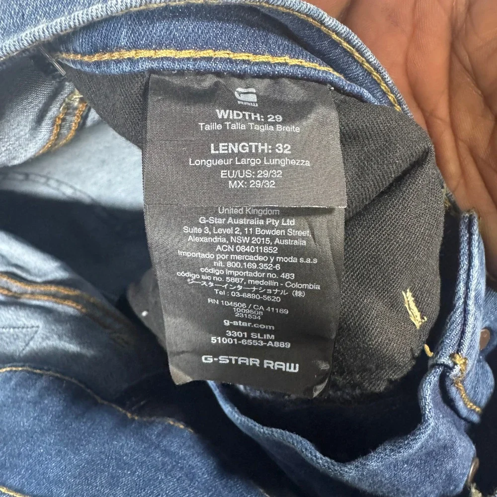 G-Star RAW 3301 Slim Jeans Faded Blue Neutro R Stretch Denim 29x32 5101-6553-A88
